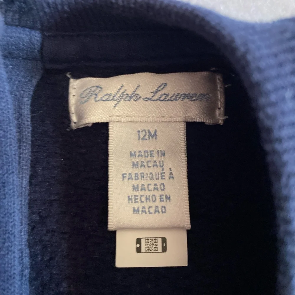 Ralph Lauren Infant Dress 12 months Navy Blue Long Sleeve  Sweat Shirt Dress